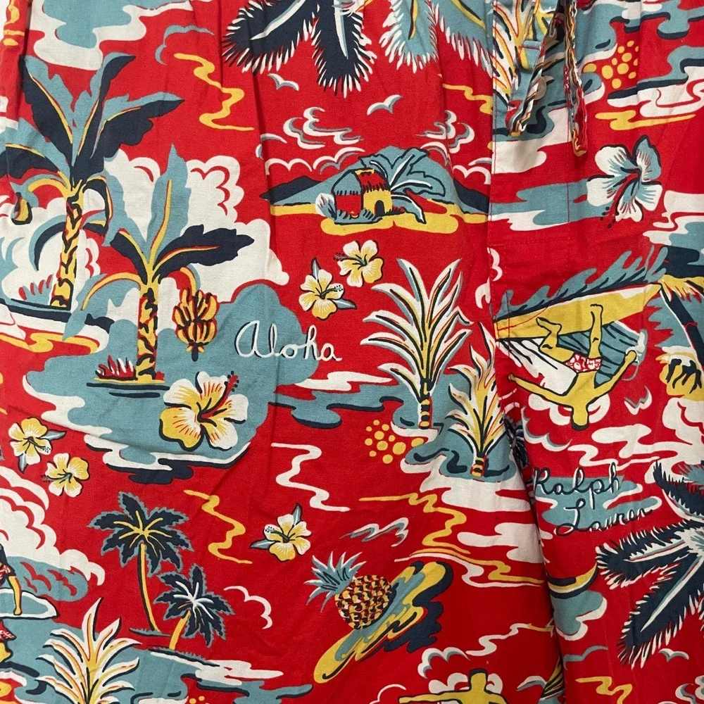 Polo Ralph Lauren Men Large Red Hawaiian Aloha‎ Print Sleepwear Pajama Pants L